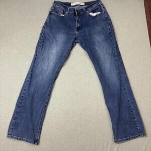 Barbell Apparel Men Size 34x32 Dark Wash Denim Jeans Relaxed Fit Bootcut